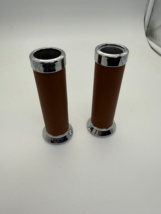 Vespa GTS Grips, Brown Leather Style (pair)